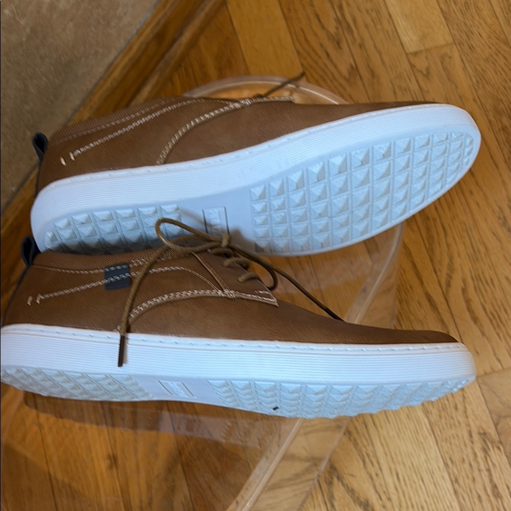 STEVE MADDEN Instax Sneaker Men's Tan Low-Top Laced Faux Leather SZ: 8 Like NEW - Picture 7 of 14